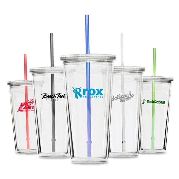 24 oz acrylic travel tumbler with screw-on lid and straw.... from ASI 30112 ACE Products / Ace Line