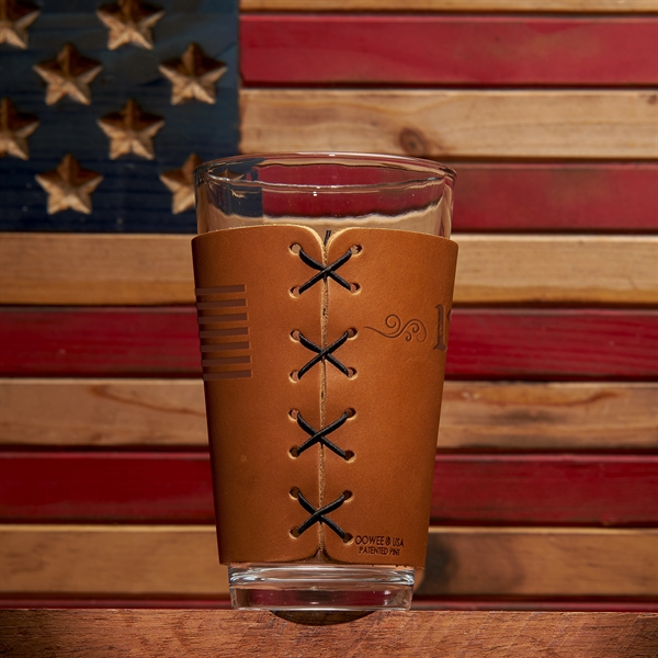 The Original Double Stitched Leather Pint Glass Holder Sleeve for 16-oz... from ASI 75126 Oowee Products / OOWEE PRODUCTS