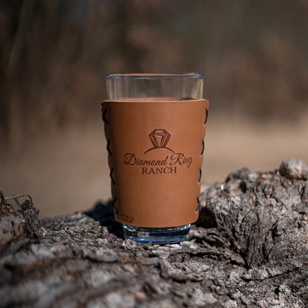 The Original Double Stitched Leather Pint Glass Holder Sleeve for 16-oz... from ASI 75126 Oowee Products / OOWEE PRODUCTS