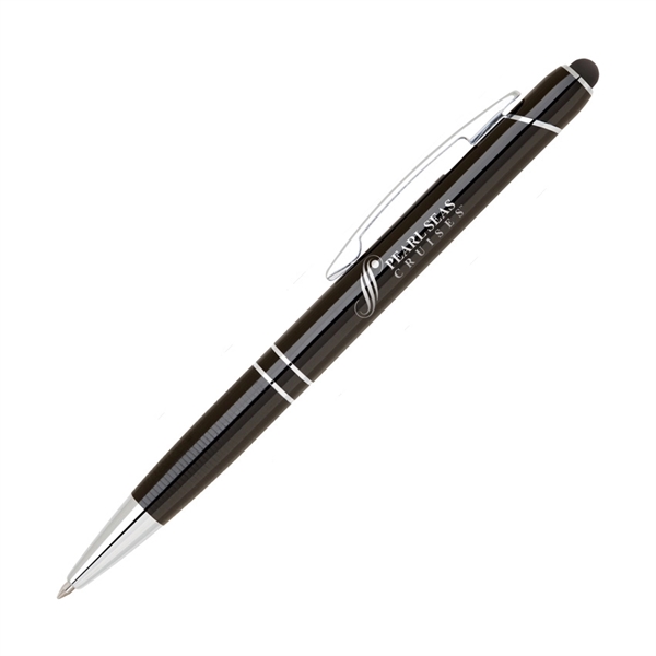 Aluminum click-action ballpoint pen with a textured grip and a stylus... from ASI 68190 Lungsal / Lungsal
