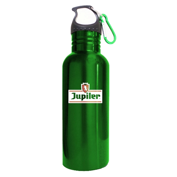 Single wall 22 oz. stainless steel water bottle with carabineer clip.... from ASI 40544 Binaco / Binaline