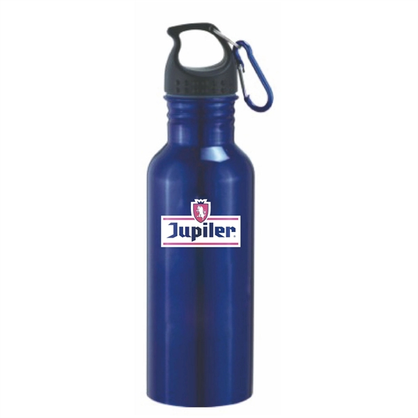 Single wall 22 oz. stainless steel water bottle with carabineer clip.... from ASI 40544 Binaco / Binaline