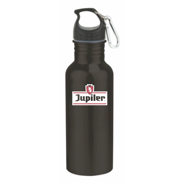 Single wall 22 oz. stainless steel water bottle with carabineer clip.... from ASI 40544 Binaco / Binaline
