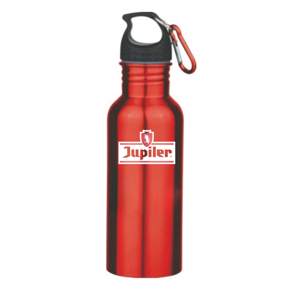 Single wall 22 oz. stainless steel water bottle with carabineer clip.... from ASI 40544 Binaco / Binaline
