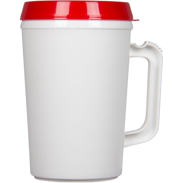 34-ounce mug with insulation, handle, and lid.... from ASI 57653 Gold Bond