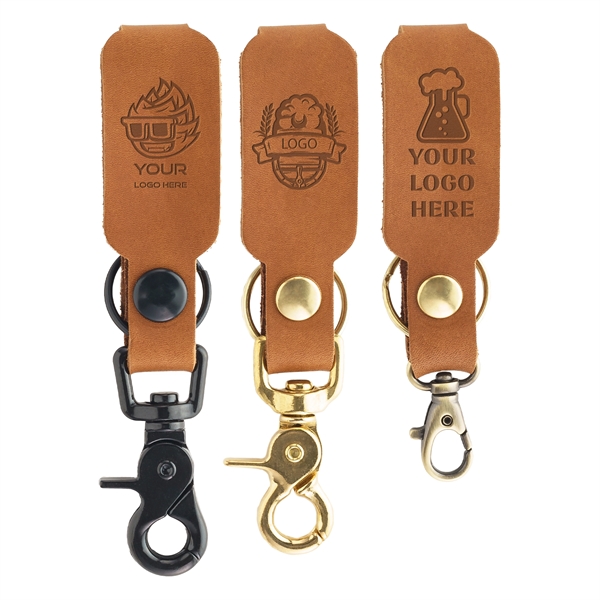 Full grain leather logo keychain with multiple closure options.  Get... from ASI 75126 Oowee Products / OOWEE PRODUCTS