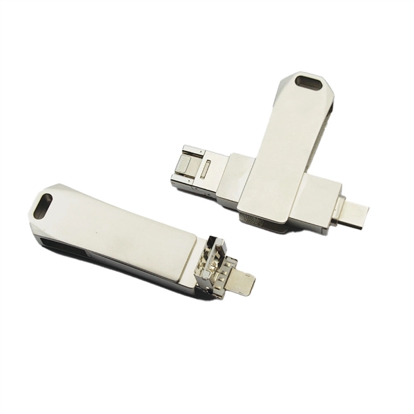 Silver USB drive with multiple connector types to use with different... from ASI 63776 KTI Networks Inc / KTI Promo