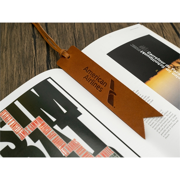 Leather bookmark wtih logo area and finished with a leather lace... from ASI 75126 Oowee Products