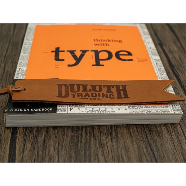 Leather bookmark wtih logo area and finished with a leather lace... from ASI 75126 Oowee Products