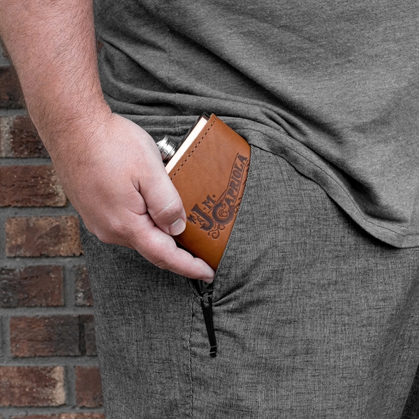 Leather Wrapped Flask Box Set. Includes a copper plated 8-oz flask... from ASI 75126 Oowee Products