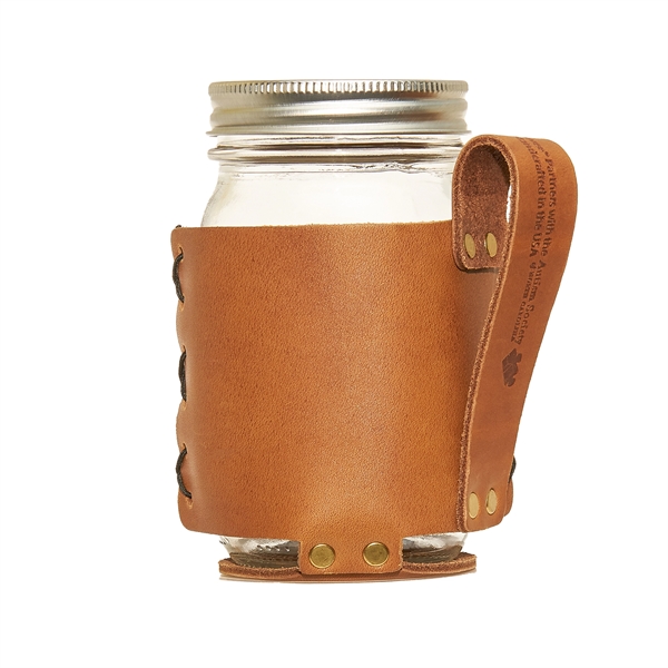 100% Genuine leather sleeve with handle and built-in coaster fits standard... from ASI 75126 Oowee Products / OOWEE PRODUCTS