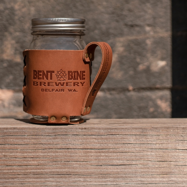 100% Genuine leather sleeve with handle and built-in coaster fits standard... from ASI 75126 Oowee Products / OOWEE PRODUCTS