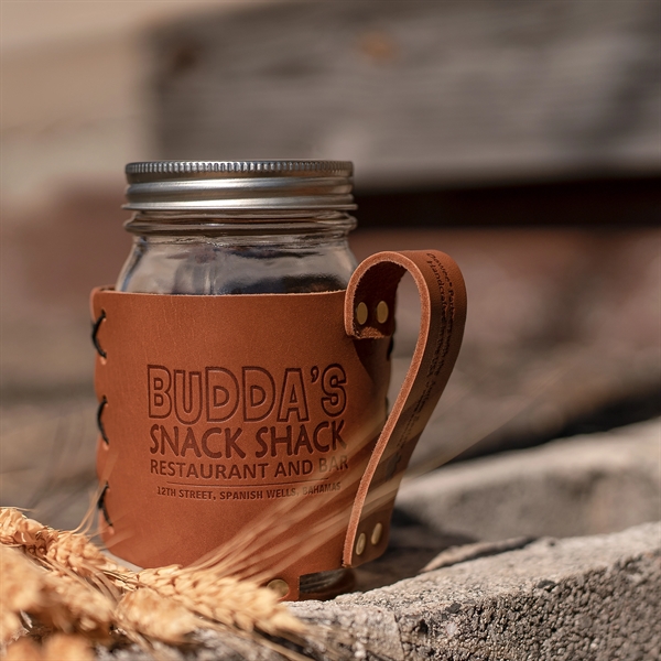 100% Genuine leather sleeve with handle and built-in coaster fits standard... from ASI 75126 Oowee Products / OOWEE PRODUCTS