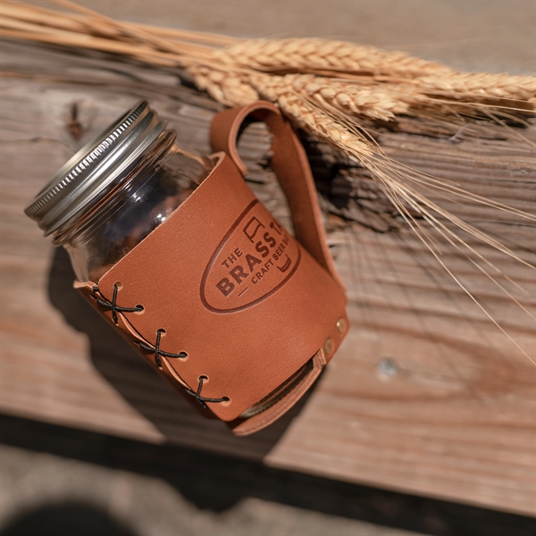 100% Genuine leather sleeve with handle and built-in coaster fits standard... from ASI 75126 Oowee Products / OOWEE PRODUCTS