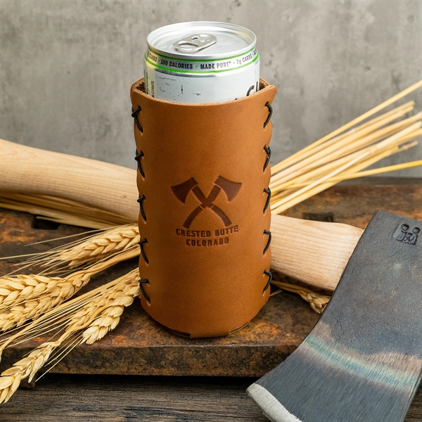 Genuine Leather Slim Can Holder, also known as a sleeve or... from ASI 75126 Oowee Products / OOWEE PRODUCTS