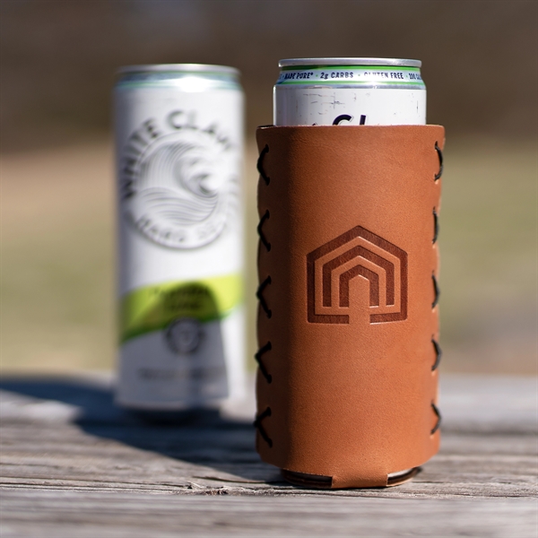 Genuine Leather Slim Can Holder, also known as a sleeve or... from ASI 75126 Oowee Products / OOWEE PRODUCTS