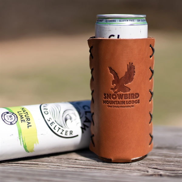 Genuine Leather Slim Can Holder, also known as a sleeve or... from ASI 75126 Oowee Products / OOWEE PRODUCTS