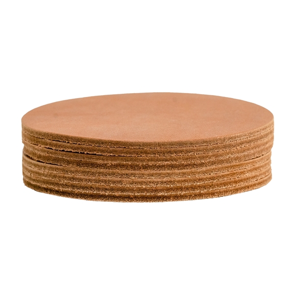 Full-Grain leather Round Coaster Set with 4 Coasters, Holder and box... from ASI 75126 Oowee Products / OOWEE PRODUCTS