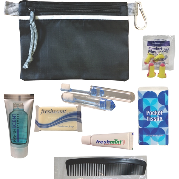 Business travel kit with shampoo, soap, toothbrush, toothpaste, tissue pack, comb,... from ASI 57653 Gold Bond