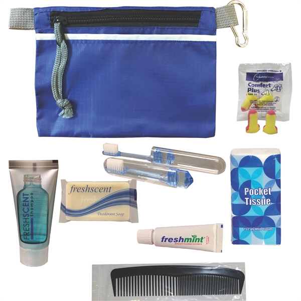 Business travel kit with shampoo, soap, toothbrush, toothpaste, tissue pack, comb,... from ASI 57653 Gold Bond