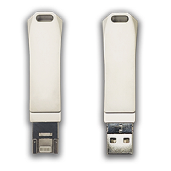 Silver USB drive with multiple connector types to use with different... from ASI 63776 KTI Networks Inc / KTI Promo