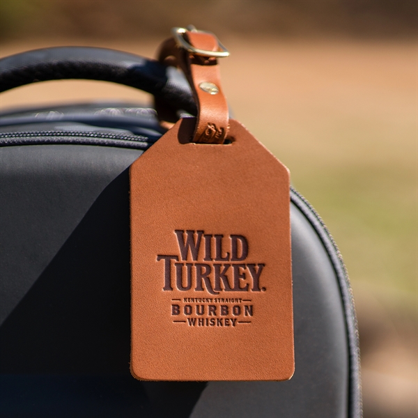 Genuine Leather One-Piece Bag Tag with a Brass Buckle and adjustable... from ASI 75126 Oowee Products