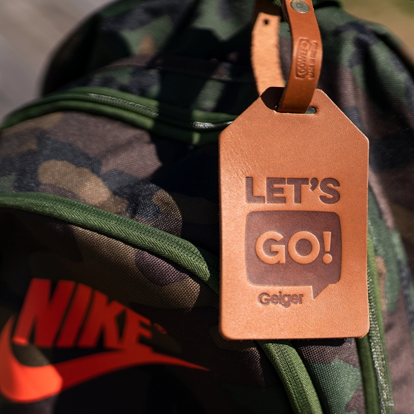 Genuine Leather One-Piece Bag Tag with a Brass Buckle and adjustable... from ASI 75126 Oowee Products