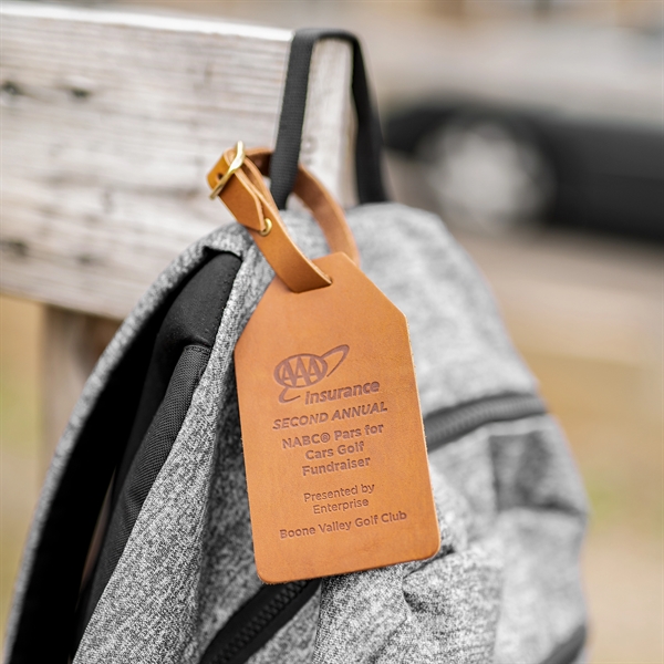 Genuine Leather One-Piece Bag Tag with a Brass Buckle and adjustable... from ASI 75126 Oowee Products