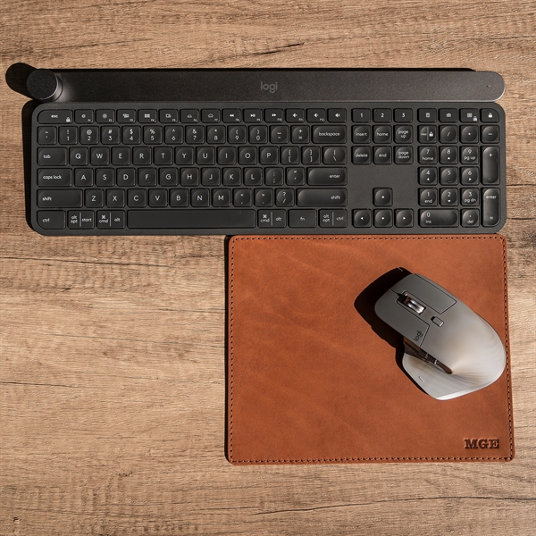 100% Full Grain Leather Mouse Pad with Decorative Stitch. 10" by... from ASI 75126 Oowee Products