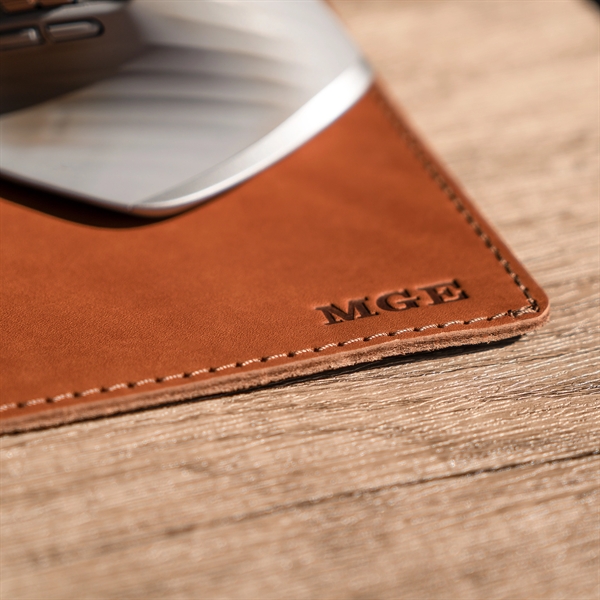 100% Full Grain Leather Mouse Pad with Decorative Stitch. 10" by... from ASI 75126 Oowee Products