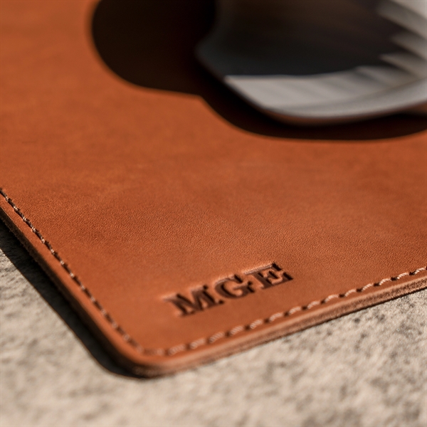 100% Full Grain Leather Mouse Pad with Decorative Stitch. 10" by... from ASI 75126 Oowee Products