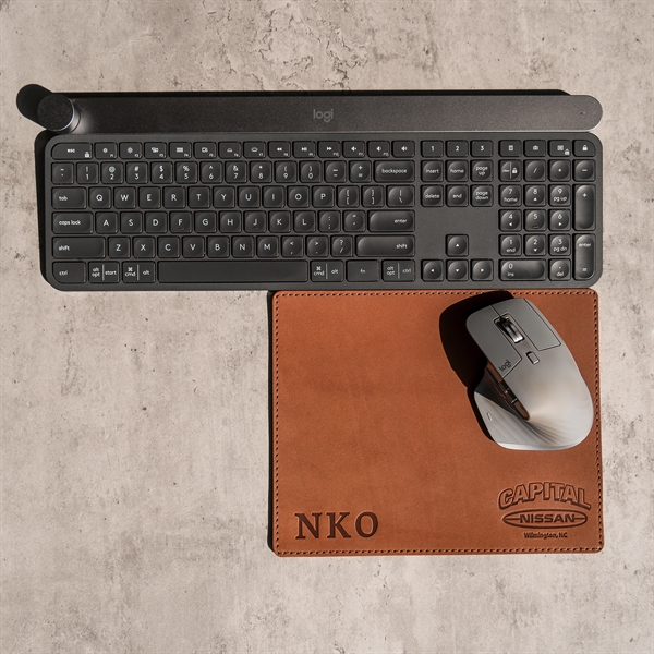100% Full Grain Leather Mouse Pad with Decorative Stitch. 10" by... from ASI 75126 Oowee Products