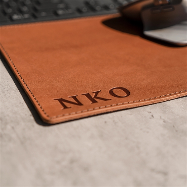 100% Full Grain Leather Mouse Pad with Decorative Stitch. 10" by... from ASI 75126 Oowee Products