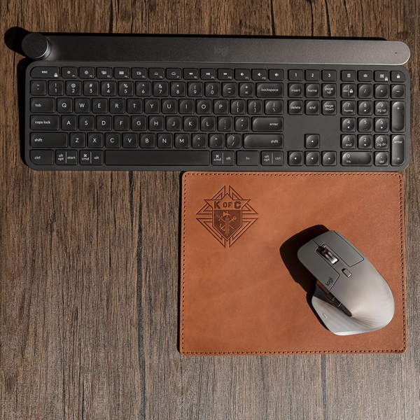 100% Full Grain Leather Mouse Pad with Decorative Stitch. 10" by... from ASI 75126 Oowee Products