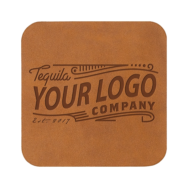 Custom Square 100% Full Grain Leather Coasters. 3.75" x 3.75" Square... from ASI 75126 Oowee Products / OOWEE PRODUCTS