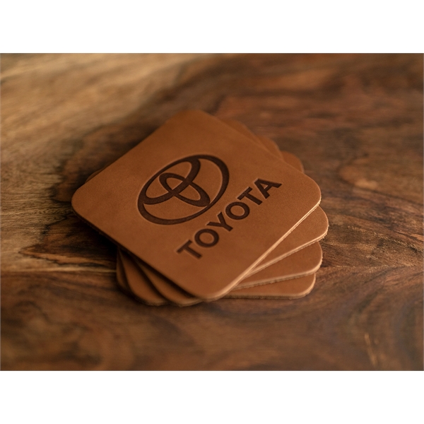 Custom Square 100% Full Grain Leather Coasters. 3.75" x 3.75" Square... from ASI 75126 Oowee Products / OOWEE PRODUCTS
