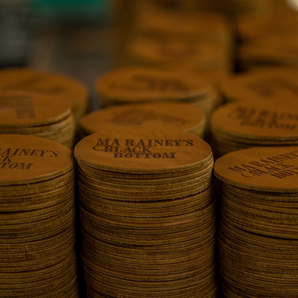 Custom Round Genuine Leather Coasters. 3.75" diameter with a 3" imprint... from ASI 75126 Oowee Products / OOWEE PRODUCTS