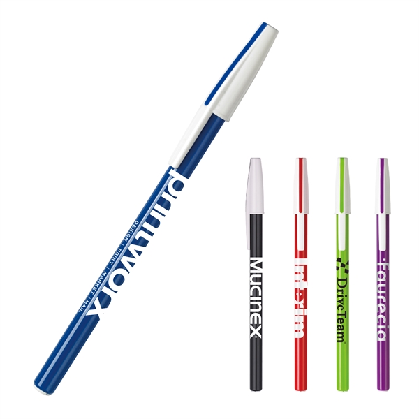 Colorful stick pen barrel available in five barrel colors... from ASI 82498 RiteLine LLC