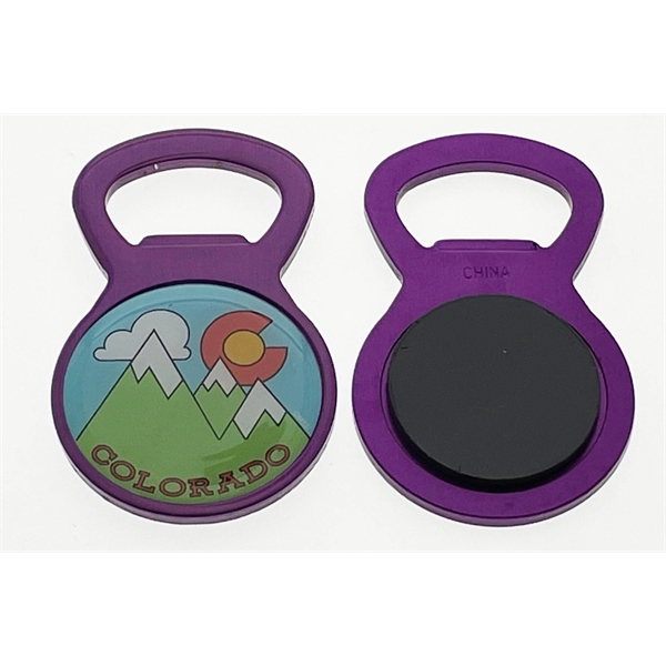 Circle bottle opener magnet 2.5" high by 1.5" wide.... from ASI 40610 Perry Blackburne Inc / KEYTAGLINE