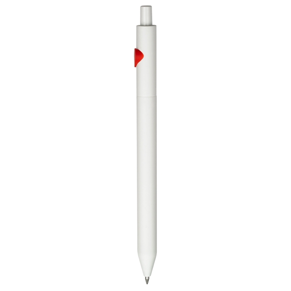 Bright, white, soft-touch retractable ballpoint pen with molded red Heart.... from ASI 82498 RiteLine LLC