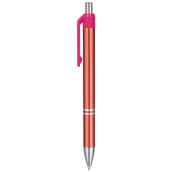 Economical Metal Retractable Ballpoint pen with chromatic color barrels available... from ASI 82498 RiteLine LLC