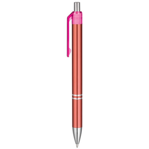 Economical Metal Retractable Ballpoint pen with chromatic color barrels available... from ASI 82498 RiteLine LLC