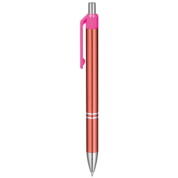 Economical Metal Retractable Ballpoint pen with chromatic color barrels available... from ASI 82498 RiteLine LLC