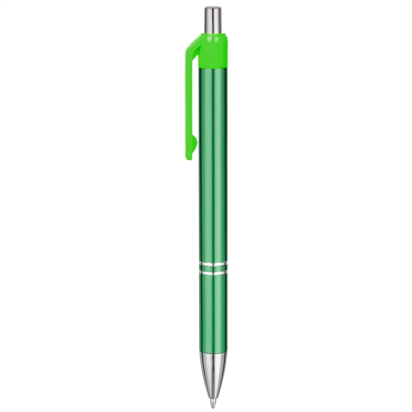 Economical Metal Retractable Ballpoint pen with chromatic color barrels available... from ASI 82498 RiteLine LLC