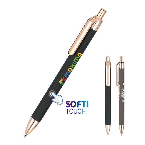 Economical Metal Retractable Ballpoint with polished Rose Gold accents and a... from ASI 82498 RiteLine LLC