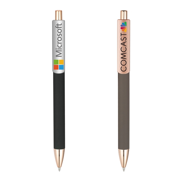 Economical Metal Retractable Ballpoint with polished Rose Gold accents and a... from ASI 82498 RiteLine LLC