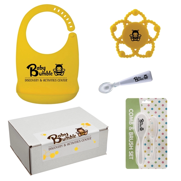 Baby kit that includes a baby spoon, silicone baby bib, silicone... from ASI 62190 Illini
