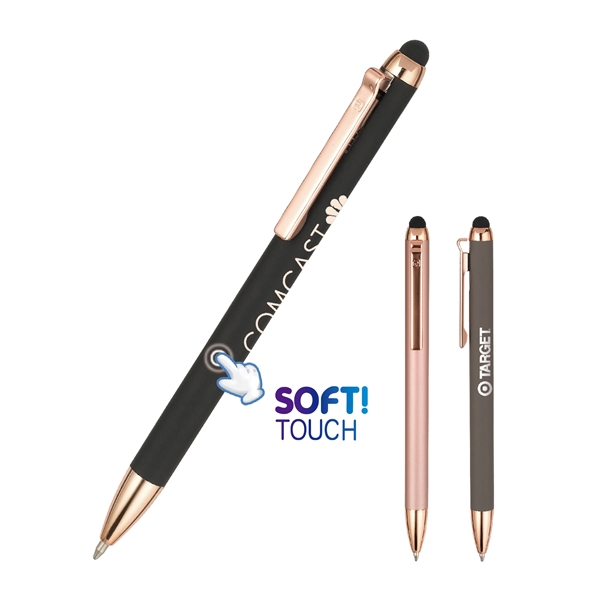 Soft-touch, Metal barrel retractable ballpoint/stylus pen... from ASI 82498 RiteLine LLC