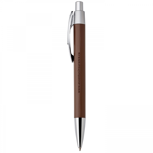 Bamboo and metal push-action pen with plastic trim. Trim made with... from ASI 88660 Spector & Co.
