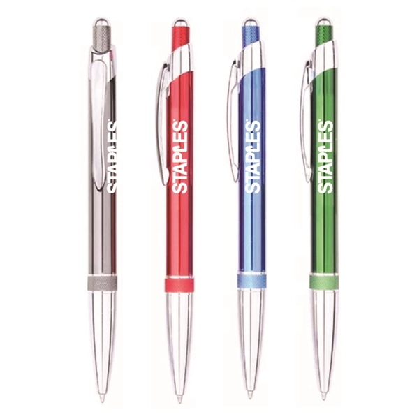 Click-action colored aluminum barrel pen with chrome trim.... from ASI 30112 ACE Products / Ace Line